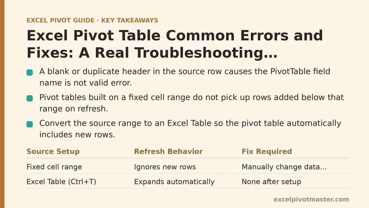 Excel Pivot Table Common Errors and Fixes: A Real Troubleshooting Walkthrough