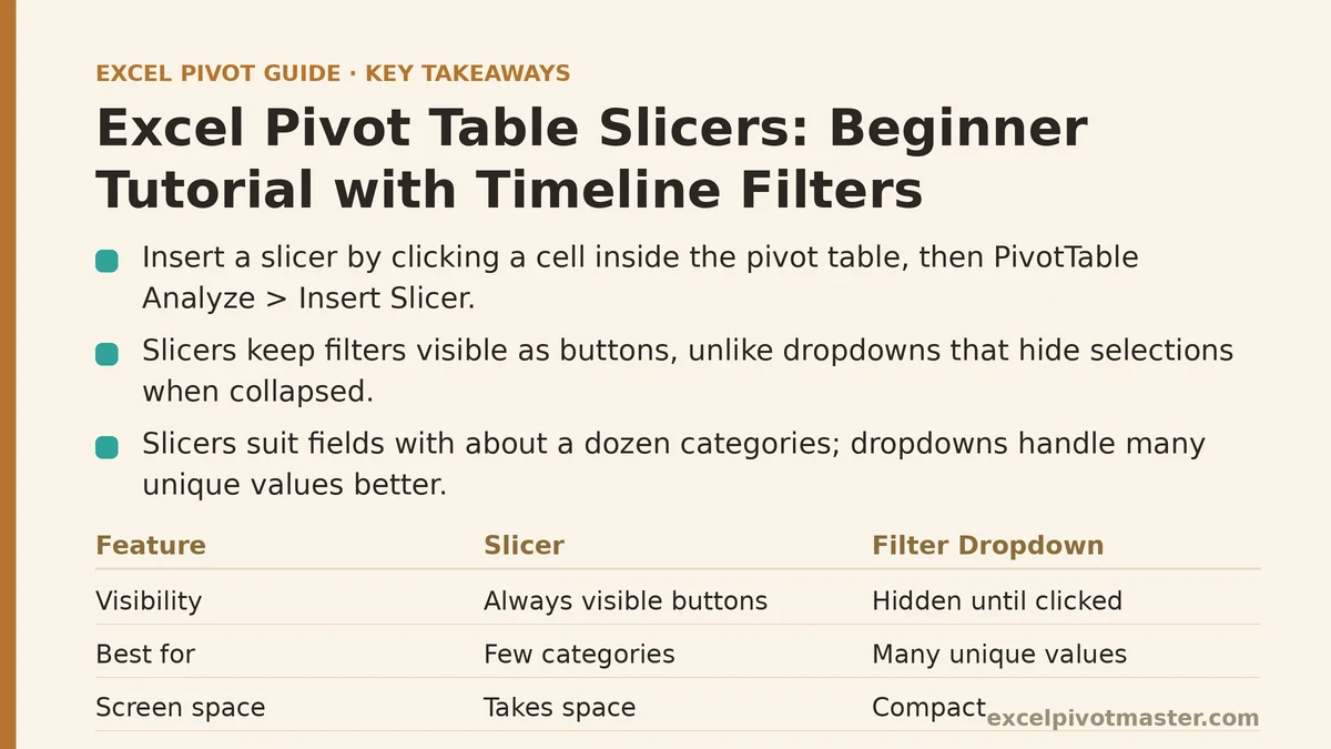 Excel Pivot Table Slicers: Beginner Tutorial with Timeline Filters