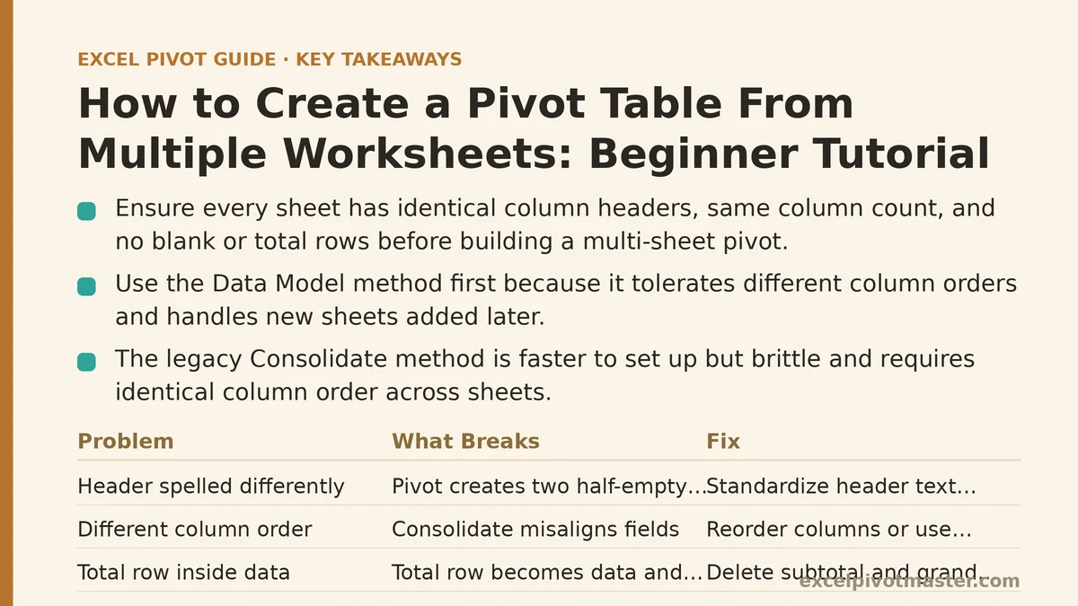 How to Create a Pivot Table From Multiple Worksheets: Beginner Tutorial