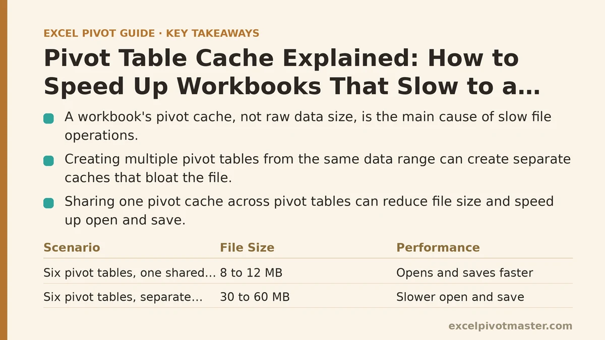 Pivot Table Cache Explained: How to Speed Up Workbooks That Slow to a Crawl